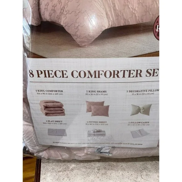 Layla Made With Love 8-Piece King Comforter Set Blush Pink Bow New - Picture 4 of 7